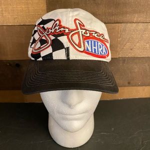 Vintage John Force White And Black Baseball Hat Castrol Chase Strapback Adjustab